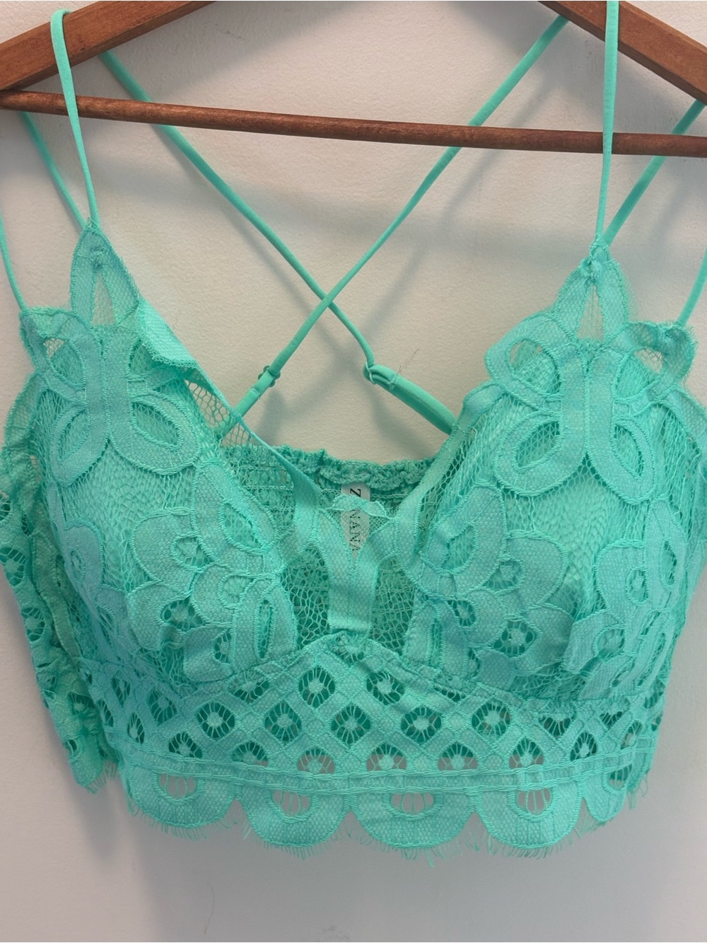 Lace Bralette Camisole in Mint Green Zenana New in Bag 1X